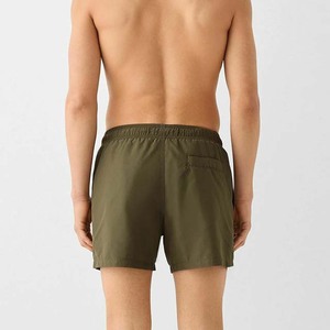 Men's Solid Olive Green <b>Quick</b> <b>Dry</b> Drawstring Casual <b>Shorts</b> Mid Waist 100% Polyester Woven Board <b>Shorts</b> - Product Image 4