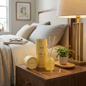 Aikun Modern Lemon Scented 120ml Clear Bottle Reed <b>Diffuser</b> Set With IP12 High-End Formula Custom Gift Box For Bedroom - Product Image 1