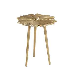 Modern Haven CoGold Aluminum Rectangular Side <b>Table</b> Flower Design Contemporary Home Furniture Living Room Decor Durable Finish - Product Image 1