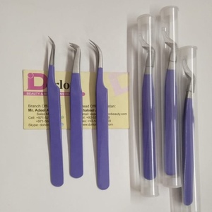 Professional Eyelash Extension Tweezers Purple Color Coated 45 Degree Curved Volume Tweezer Stainless Steel Lash Tweezers Set - Product Image 2