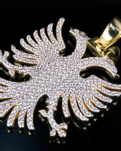 Pendentif Aigle Albanais en Diamant de Laboratoire Taille Ronde, Plaqué Or Argent 925, Style Hip Hop, Iced Out, pour Hommes - Product Image 1