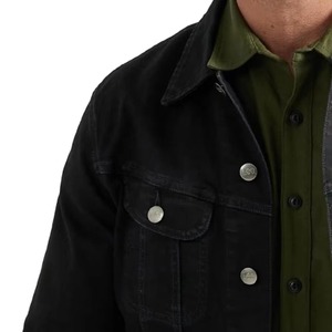 Blouson de moto pour homme style denim cowboy, respirant, de haute qualité, coupe ajustée, col montant, polyester/coton - Product Image 4