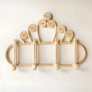 Gancho de suspensión montado en la pared más vendido para sombrero ropa bufanda abrigo decoración del hogar ganchos de ratán natural hechos a mano - Product Image 1