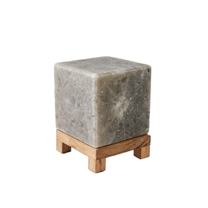 Himalayan Grey Rock Salt Lamp with <b>Dimmer</b> Switch Natural Carved Wooden Base Wholesale Natural Crafts Gray Salt Table Lamp - Product Image 1