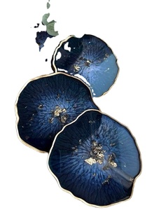 COMPREND des sous-verres en résine de luxe faits à la main tampons carrés colorés personnalisables pour ensemble de tapis de cuisine de table meilleur prix - Product Image 1