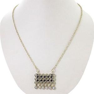 Collar con Colgante de Perla Sintética en Plata 925 Chapada en Oro, Diseño Geométrico, Cadena de Serpiente Vintage, Unisex, Clásico, para Uso Diario - Product Image 1