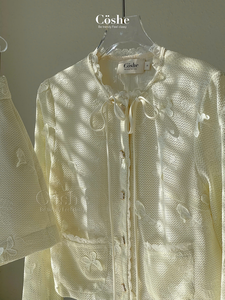 Coshe Natis elegante bordado princesa femenina ropa de trabajo camisa de manga larga minifalda conjunto encaje rebordear para estilo diario informal - Product Image 6