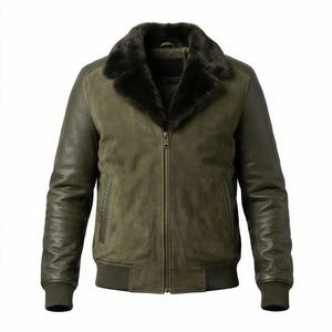 Elegantes Chaquetas de Cuero PU Suave Estampadas en Azul Marino para Hombre, Totalmente Personalizadas, 100% Piel de Oveja Original, Cierre Frontal con Cremallera - Product Image 1