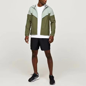 Men Winter Hooded Two Piece Custom Windbreaker Sports Shorts and Zip-Up Hoodie Tracksuit Sweat suit Nylon Short <b>Set</b> - Product Image 5