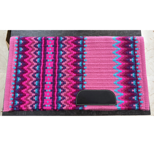 Manta de Silla de Montar Occidental de Alta Calidad al por Mayor, Rosa, Geométrica, de Mezcla de Lana, con Parche de Cuero Resistente - Product Image 1