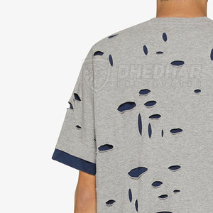 T-shirt uni ample et déchiré pour homme, idéal pour l'été, 100% coton, fabriqué au Pakistan - Product Image 5