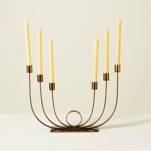 Porte-bougie conique de haute qualité à 6 bras, élégant, pour la décoration de la maison, support de luxe unique fait à la main, porte-bougie doré - Product Image 1