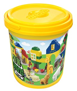 OXFORD TODDLER ABS Big Block Set Plastic Storage Bucket with Animal Figure Building Toy PRESCHOOL Age +3yrs Unisex Made Korea - Product Image 1