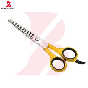 Tijeras de Peluquería Profesionales de Dos Tonos, Amarillo y Negro, con Mango de Plástico, Tijeras de Entresacar Cabello de Acero Inoxidable, Herramientas de Peluquería - Product Image 2