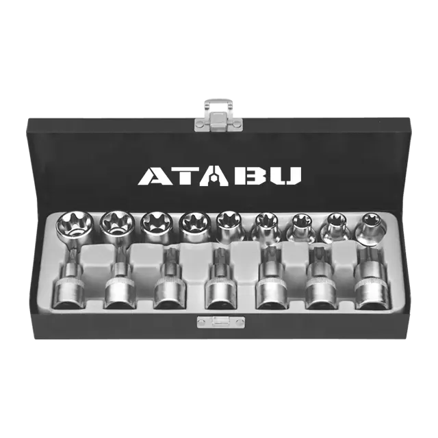 ATABU 16 Pcs Metal Tool 1/2 Inch Star Socket Set For Auto Repair