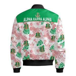 Blouson Bomber Floral Alpha Aka avec Imprimé Écusson Unisexe Décontracté à Fermeture Éclair pour l'Été - Product Image 3