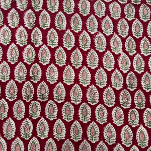 Red Hand Block Printed Cotton Fabric Small Paisley Buti Pattern Indian Handmade Cotton Fabric Traditional Jaipuri Print Material - Product Image 3