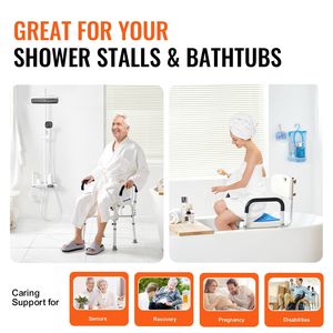Sedia da doccia regolabile in altezza con braccioli imbottiti traversa rinforzata con 400 libbre di capacità per gli anziani attrezzature di sicurezza per il bagno - Product Image 5