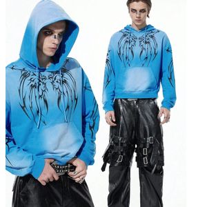Custom Blue Graphic Tribal Print <b>Hoodies</b> Men Y2K <b>Gothic</b> Oversized Sweatshirt High Quality Heavyweight Pullover Streetwear Bulk - Product Image 1