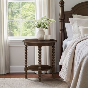 Table d'appoint ronde avec étagère pour meubles de salon Philippe Brown - Product Image 3