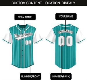 ชุดยูนิฟอร์มเบสบอลแบบระบายอากาศได้ดี พิมพ์ลายแบบซับลิเมชั่น สำหรับซอฟต์บอล มีทุกสีและทุกขนาด  รับสั่งทำตามแบบ - Product Image 4