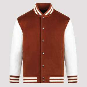 Unisex Customized Geometric Patchwork Varsity <b>Jacket</b> Stand Collar Front Logo 100% Wool Windproof Heated Breathable High Quality - Product Image 1