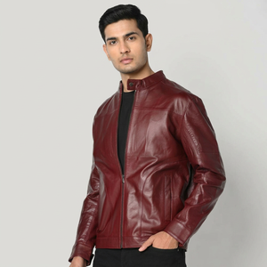 High Quality Coated Motorbike <b>Leather</b> <b>Jacket</b> with Stand Collar Cow Skin Material Vintage Style for Men-Custom Wholesale - Product Image 1