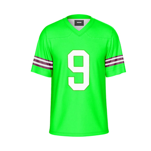 Custom Green American Football Jersey V-Neck Short Sleeve Sublimated Print Breathable Mesh Moisture Wicking Polyester Unisex - Product Image 2