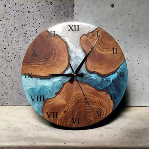 <b>Modern</b> Minimalist Analog <b>Wall</b> <b>Clock</b> Top Selling Handmade Epoxy Resin & Wood Design Hanging for Home Office Living Room Decor - Product Image 1