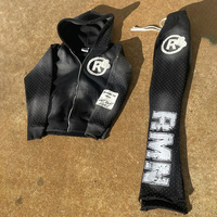 Conjunto Deportivo Vintage Y2K con Sudadera Holgada y Pantalones Acampanados, Tejido Grueso y Color Sólido