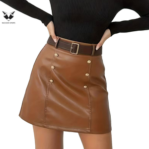 Faldas Mini de PU de Cintura Alta, Holgadas y Cómodas, de Moda Urbana, de Alta Calidad, Ecológicas para Mujer - Product Image 3