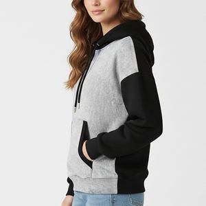Sudadera con capucha de lujo para mujer, de alta calidad, lavada al ácido, a la moda, con hombros caídos y cordón ajustable, al por mayor - Product Image 2