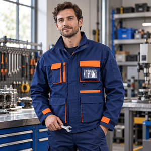 Veste de maintenance personnalisée OEM en coton respirant, imprimée à l'écran, pour hommes, vêtements de travail industriels, avec fenêtre d'identification, poches utilitaires, manches longues - Product Image 6