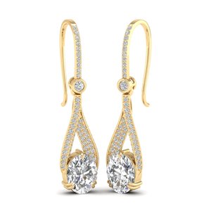 REYES Factory Wholesale Price CVD Lab Grown <b>Diamond</b> Drop <b>Earrings</b> in 14K 18K Solid Gold Wedding Party Wear Jewelry For Women - Product Image 1
