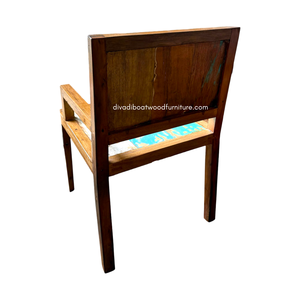 Silla de Comedor Rústica Resistente Hecha a Mano con Brazos de Madera de Barco Reciclada, Ecológica, Color Original Antiguo, para Interiores y Exteriores, Hotel y Hogar - Product Image 2