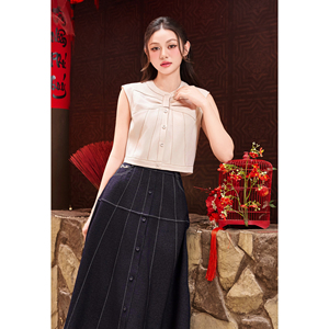 Blusa Corta sin Mangas para Mujer, Diseño ODM OEM, Cuello Redondo, Detalle de Lazo, Corte Entallado, Color Sólido, Primavera-Verano, Ajuste Regular, CORA - Product Image 4