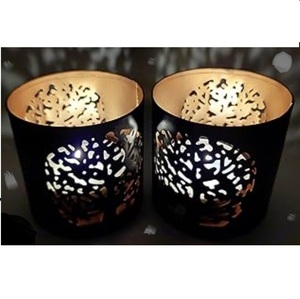 Support de bougie votive en métal pour mariage et décoration intérieure, gravé à la main, design élégant, avec support raffiné - Product Image 5