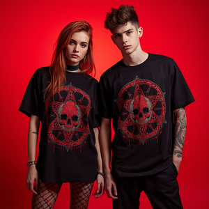 Camiseta Gráfica de Fiesta Gótica, Camiseta Urbana de Manga Corta de Algodón con Personalización OEM ODM - Product Image 1
