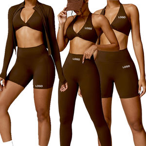 Conjunto Deportivo de 4 Piezas Tallas Grandes Transpirable y Ecológico: Sujetador Deportivo, Leggings, Chaqueta con Cremallera para Yoga y Running, y Shorts Scrunch Butt - Product Image 4