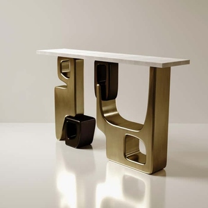 Classic design <b>console</b> <b>table</b> with bronze patina brass details contemporary designer hallway furniture - Product Image 3