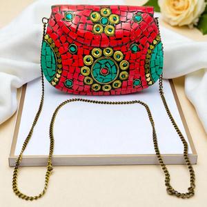 2026 Luxury Handcrafted Stone metal clutch purse <b>bag</b> <b>Studded</b> Clutch Purse for Women Elegant Party & Wedding Handbag - Product Image 6