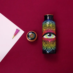 Bouteille d'eau en cuivre émaillé avec design moderne noir et rose, nouveau look, pour le yoga, la salle de sport, le bureau, l'école - Product Image 3