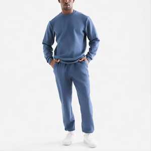 Conjunto deportivo para hombre con cuello redondo, 100% algodón, sudadera con capucha de felpa y bolsillo lateral con cremallera, servicio OEM, estilo jogger, conjunto deportivo de gran venta. - Product Image 6