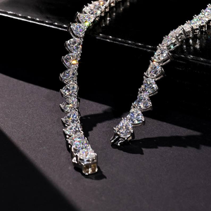 Moissanite Tennis <b>Necklace</b> Iced Out Silver Chain Luxury Sparkling Jewelry Elegant <b>Statement</b> <b>Necklace</b> For Women - Product Image 5