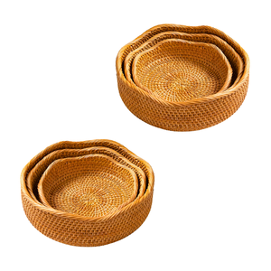 Premium Eco-friendly Handmade Wicker <b>BREAD</b> RATTAN <b>BASKET</b> / TRAY with Scalloped Edge Handmade Woven Storage <b>Basket</b> - Product Image 1