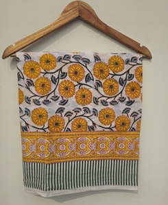 Indian Block <b>Printed</b> 100% Cotton Sarong Summer Scarf Lightweight <b>Extra</b> <b>Large</b> Handmade Beach Cover-Up Multi-Purpose - Product Image 2