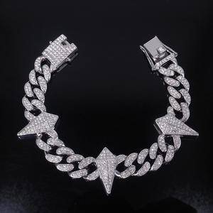 Men's Hip Hop <b>Statement</b> <b>Necklace</b> S925 Gold Plated Cuban Chain With Lab Grown Rhinestone Crystal Design Everyday Wear - Product Image 3