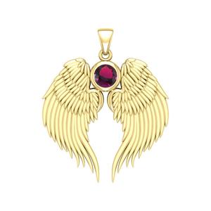 Amethyst Quartz Guardian Angel Wing Birthstone Pendant Rose Gold Plated with Round Amethyst Crystal 3 cm Wing Charm <b>Necklace</b> - Product Image 4