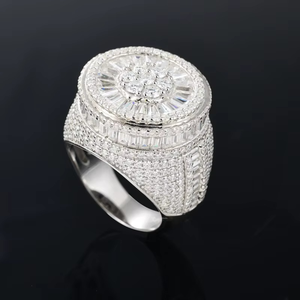925 Sterling Silver 18k White Gold Plating Band Vvs Moissanite Diamond Iced Out Wedding Engagement <b>Men</b> <b>Rings</b> - Product Image 5