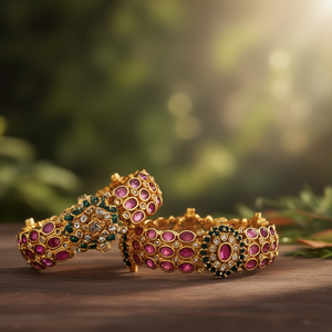 18K Gold Plated Brass Zircon Number Bangles with Oxidized Polish Finish and Channel Set-Ethnic Vintage Engagement Bracelets - Product Image 3